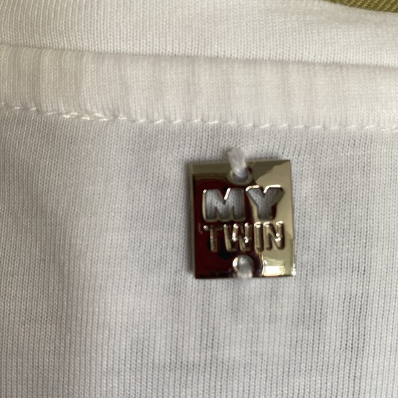 Twin-set embroidery/beads/ribbons white boxy fit T-Shirt - Picture 8 of 17